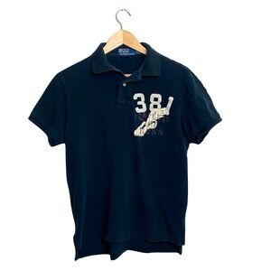1990s Vintage OG Polo Ralph Lauren P-Wing Black Shirt Size Medium
